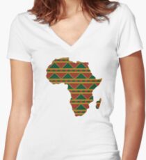 Africa map pattern Africa t-shirt Women's Fitted V-Neck T-Shirt