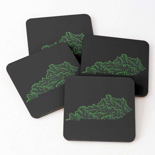 Item preview, Kentucky River Basin Map in Rainbow Colours with Black Background designed and sold by GrasshopperGeo.