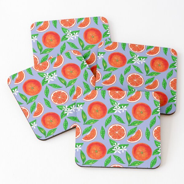Item preview, Oranges with flowers and leaves on a light blue background  designed and sold by Colibri77.