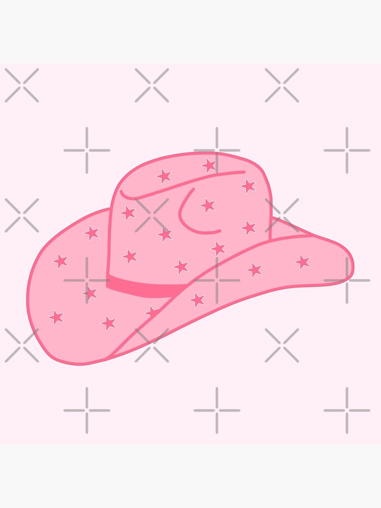 Vsco preppy cowboy hat pink with stars