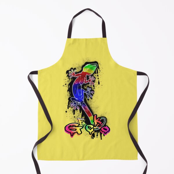 Item preview, Rainbow Graffiti Style Gecko on a dripping black ink splat with text designed and sold by iduzarts.