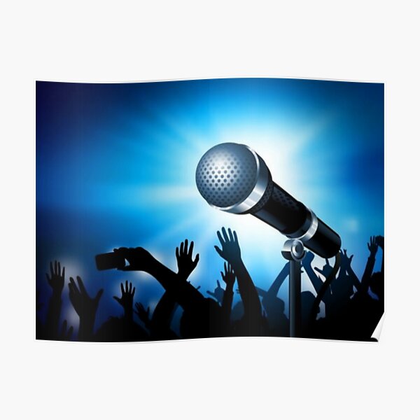 Mic and Crowd - Blue Poster