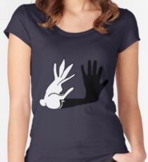 Osterhase Schattenmarionette Tailliertes Rundhals-Shirt