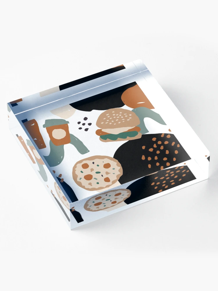 Thumbnail 4 of 5, Acrylic Block, Abstract Fast Food Pattern designed and sold by PatternTale.