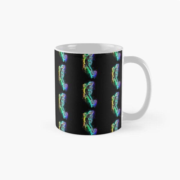 Item preview, Black Graffiti Style Gecko on a dripping rainbow ink splat designed and sold by iduzarts.