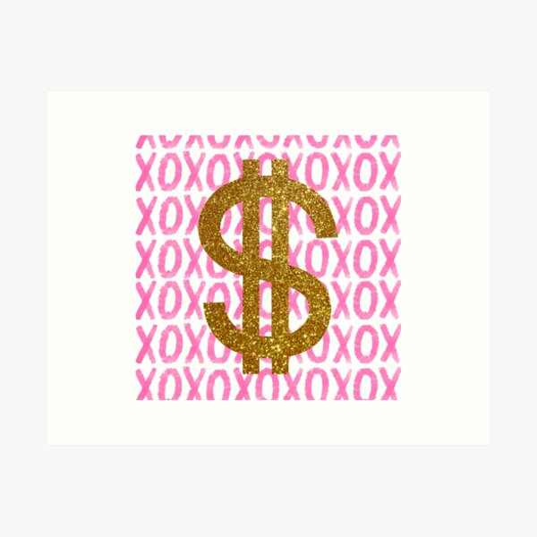 Pink Dollar Sign Symbol - Preppy Aesthetic Decor Poster by