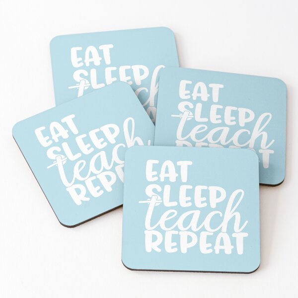 Item preview, Eat sleep teach repeat - inspirational teacher quote/gift (white/grey) designed and sold by PickaSticka.