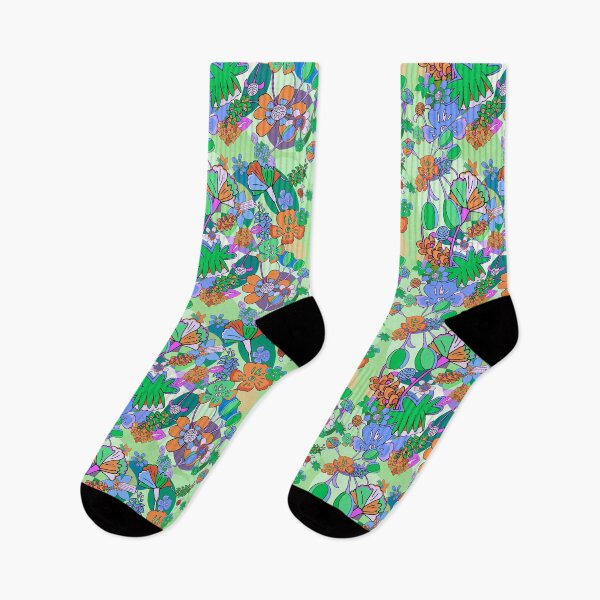Item preview, Cool Toned Funky Psychedelic Floral 70s 60s Retro Print Flower Power Rainbow designed and sold by bexsimone.