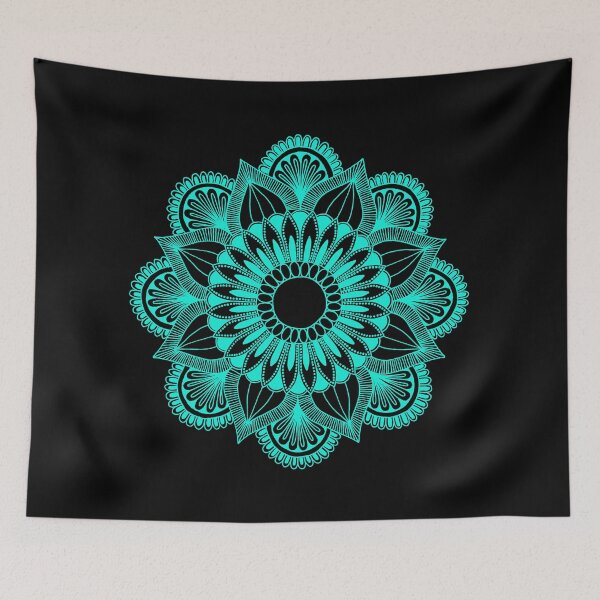 Item preview, Flower Mandala (cyan/black) designed and sold by Calen  Picard-Carroll.