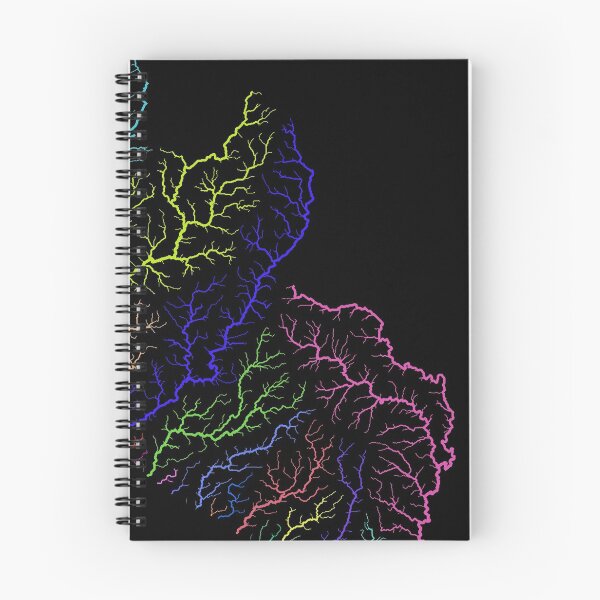 Item preview, Liberia River Basin Map in Rainbow Colours with Black Background designed and sold by GrasshopperGeo.
