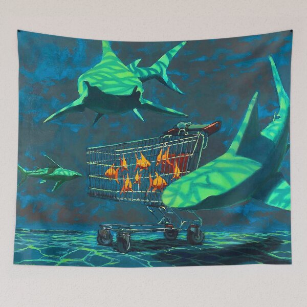 Item preview, Sharks and Trolley | Banksy  designed and sold by WE-ARE-BANKSY.