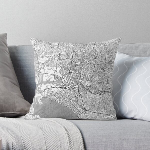 Melbourne Map Line Throw Pillow