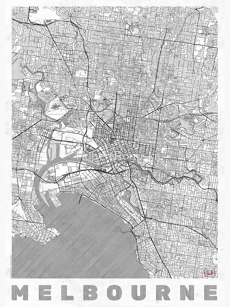 Melbourne Map Line by HubertRoguski