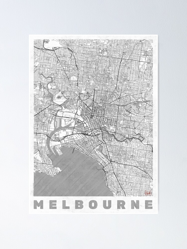 Alternate view of Melbourne Map Line Poster