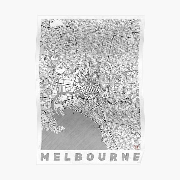 Melbourne Map Line Poster