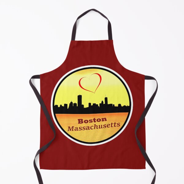 Item preview, I Love Boston Massachusetts Skyline Silhouette Red Heart and Orange Sunset designed and sold by kmcs.