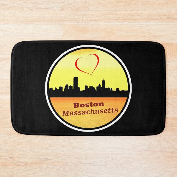 Item preview, I Love Boston Massachusetts Skyline Silhouette Red Heart and Orange Sunset designed and sold by kmcs.