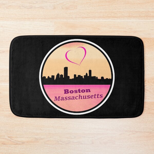 Item preview, I Love Boston Massachusetts Skyline Silhouette Pink Heart and Pink Sunset designed and sold by kmcs.