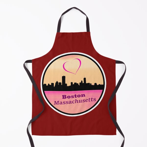 Item preview, I Love Boston Massachusetts Skyline Silhouette Pink Heart and Pink Sunset designed and sold by kmcs.