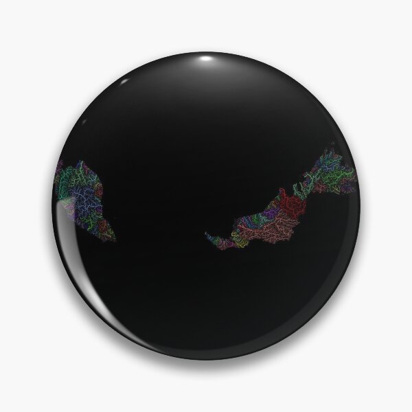 Item preview, Malaysia River Basin Map in Rainbow Colours with Black Background designed and sold by GrasshopperGeo.