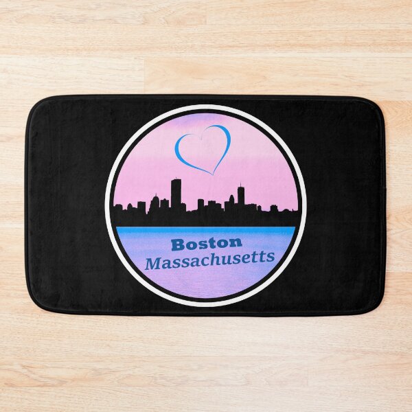 Item preview, I Love Boston Massachusetts Skyline Silhouette Blue Heart and Purple Sunset designed and sold by kmcs.