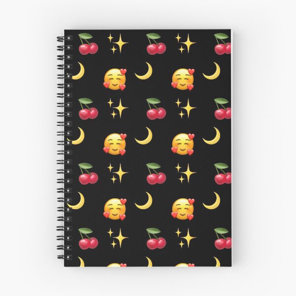 Item preview, Cherry Hearts Moon Stars Smiles Pattern  | HappyFaceCo | Black designed and sold by HappyFaceCo.