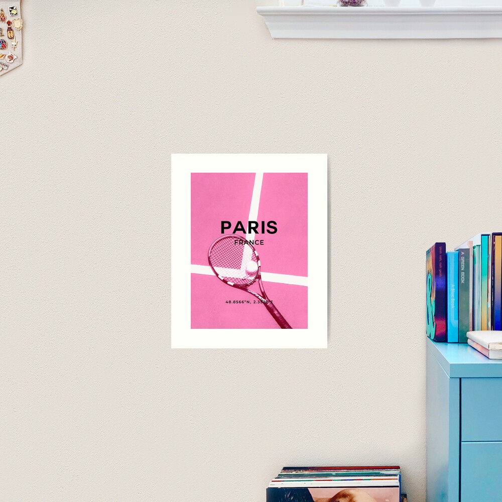 Pink Tennis Racket, Tennis Poster, Tennis Print, Pink, Fashion Poster, Vintage, Designer, Paris France, Modern Art, Wall Art Art Print