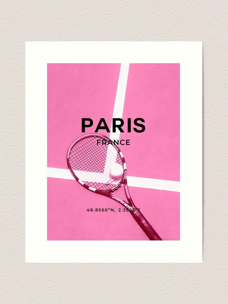 Alternate view of Pink Tennis Racket, Tennis Poster, Tennis Print, Pink, Fashion Poster, Vintage, Designer, Paris France, Modern Art, Wall Art Art Print