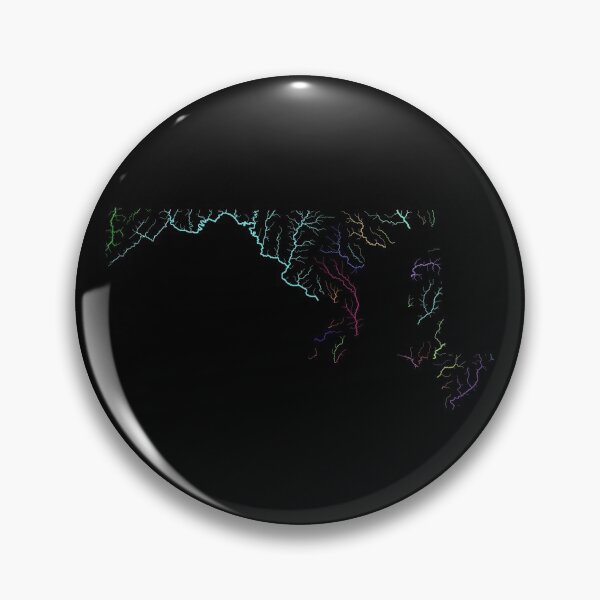 Item preview,  Maryland River Basin Map in Rainbow Colours with Black Background designed and sold by GrasshopperGeo.
