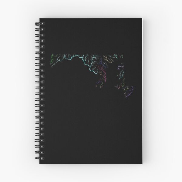 Item preview,  Maryland River Basin Map in Rainbow Colours with Black Background designed and sold by GrasshopperGeo.