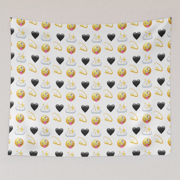Item preview, Black Heart Stars Silly Smiles Pattern  | HappyFaceCo | White designed and sold by HappyFaceCo.