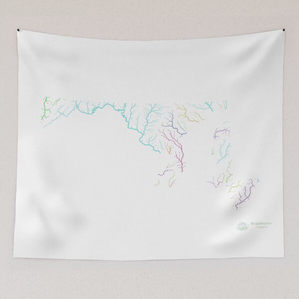 Item preview, Maryland River Basin Map in Rainbow Colours with White Background designed and sold by GrasshopperGeo.