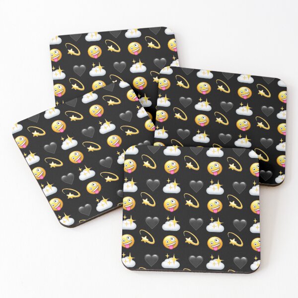 Item preview, Black Heart Stars Silly Smiles Pattern  | HappyFaceCo | Black designed and sold by HappyFaceCo.