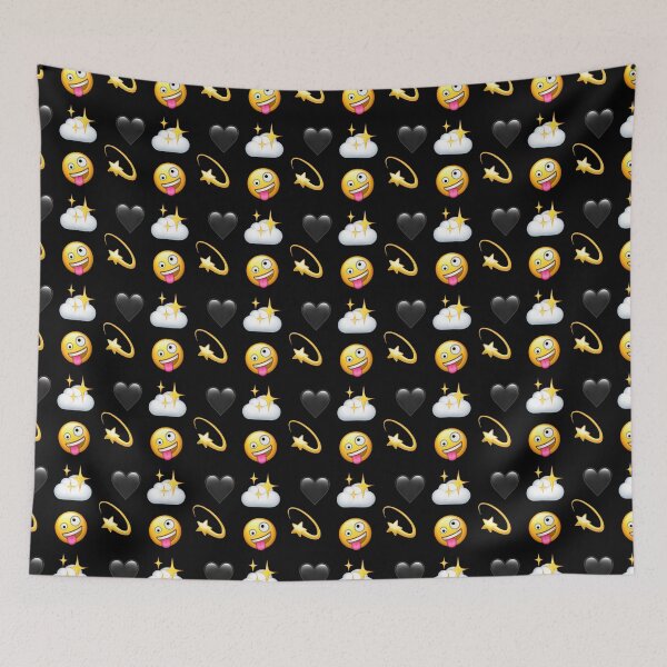Item preview, Black Heart Stars Silly Smiles Pattern  | HappyFaceCo | Black designed and sold by HappyFaceCo.