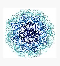 Mandala - 50 shades of blue flower Photographic Print