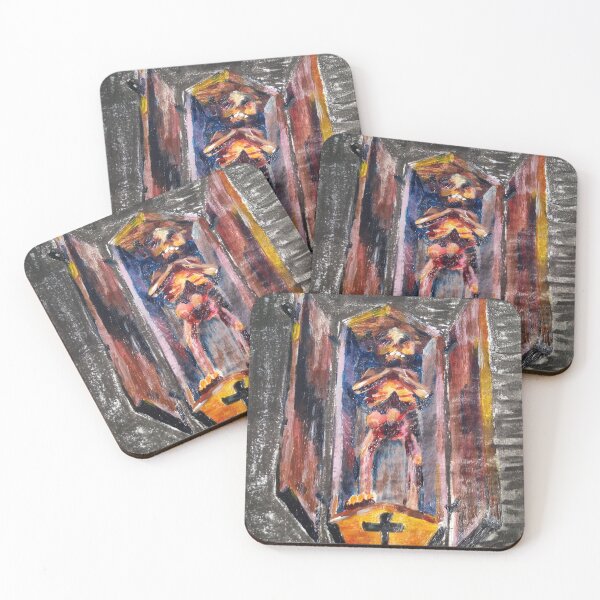 Item preview, Decomposing corpse in yellow coffin painting designed and sold by potatoesright.