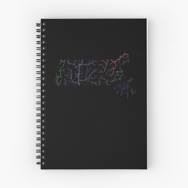Item preview, Massachusetts River Basin Map in Rainbow Colours with Black Background designed and sold by GrasshopperGeo.