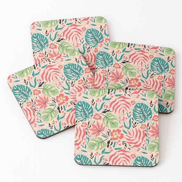 Item preview, tropical pattern with leaves and flowers designed and sold by burbura.