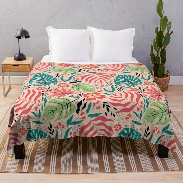 Item preview, tropical pattern with leaves and flowers designed and sold by burbura.