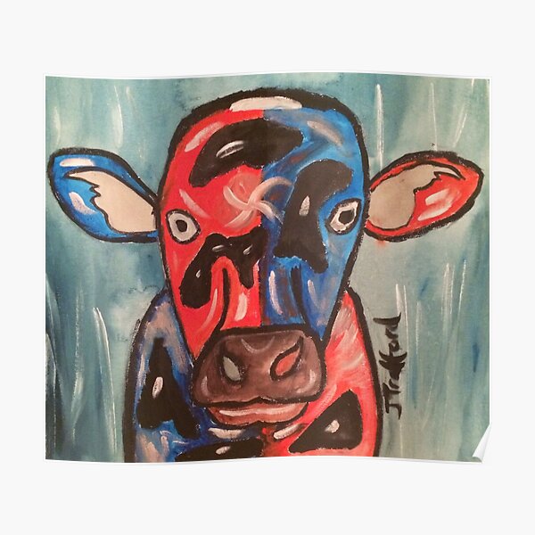 A cow that been on the wrong sort of grass Poster