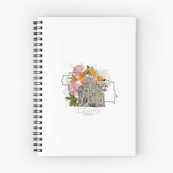 Item preview, Liberty Indiana Map with Courthouse and Floral Background designed and sold by girljohnny.