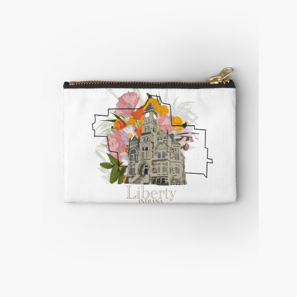 Item preview, Liberty Indiana Map with Courthouse and Floral Background designed and sold by girljohnny.