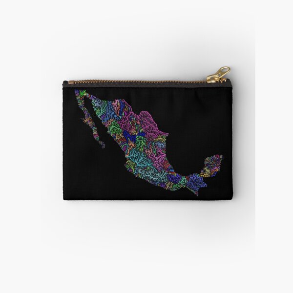 Item preview, Mexico River Basin Map in Rainbow Colours with Black Background designed and sold by GrasshopperGeo.