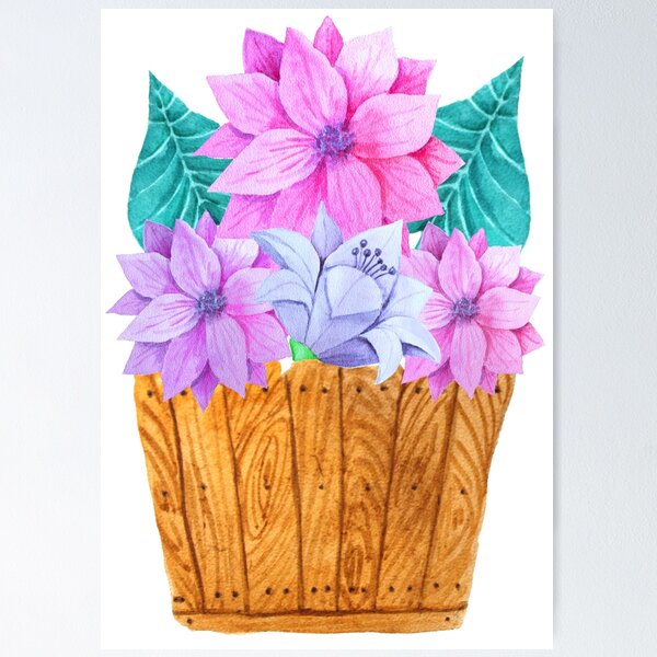 Item preview, Colorful watercolor flower basket designed and sold by gabmenfer.