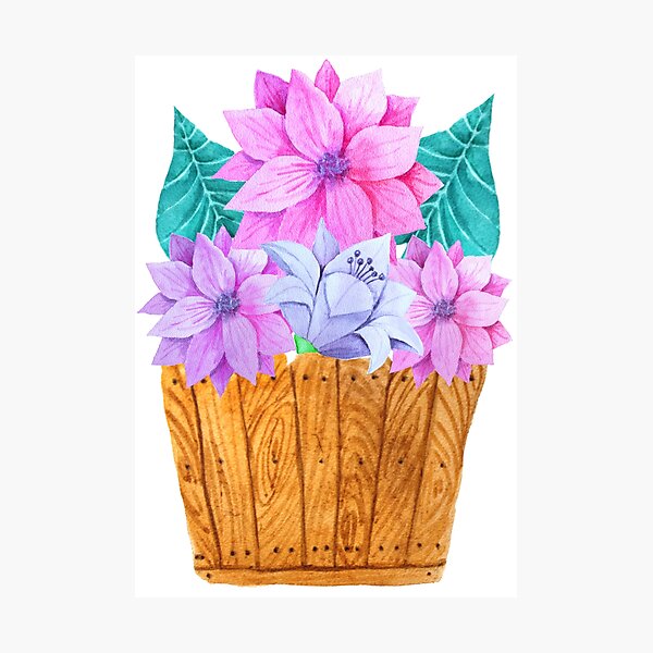 Item preview, Colorful watercolor flower basket designed and sold by gabmenfer.