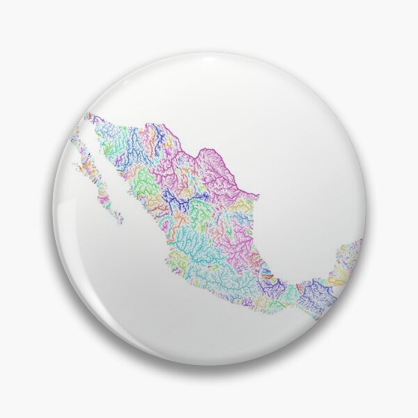 Item preview, Mexico River Basin Map in Rainbow Colours with White Background designed and sold by GrasshopperGeo.