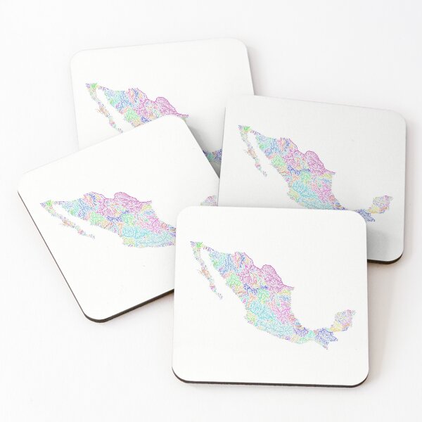 Item preview, Mexico River Basin Map in Rainbow Colours with White Background designed and sold by GrasshopperGeo.