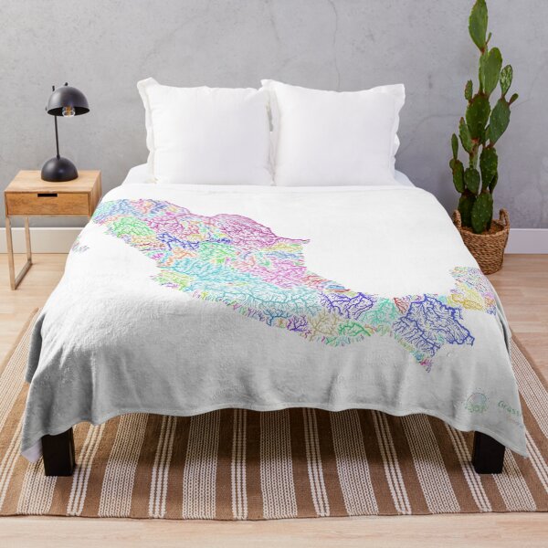 Item preview, Mexico River Basin Map in Rainbow Colours with White Background designed and sold by GrasshopperGeo.
