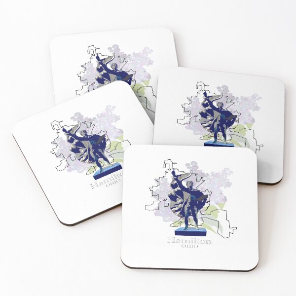 Item preview, Hamilton Ohio with Alexander Hamilton Statue, City Map, and floral background designed and sold by girljohnny.