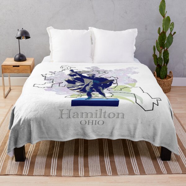 Item preview, Hamilton Ohio with Alexander Hamilton Statue, City Map, and floral background designed and sold by girljohnny.